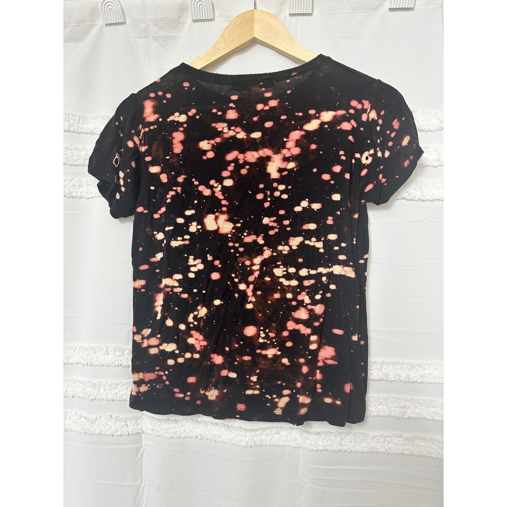 Daydreamer David Bowie Bleach Splatter Graphic T-Shirt Black Red XS Womens READ - Picture 3 of 7